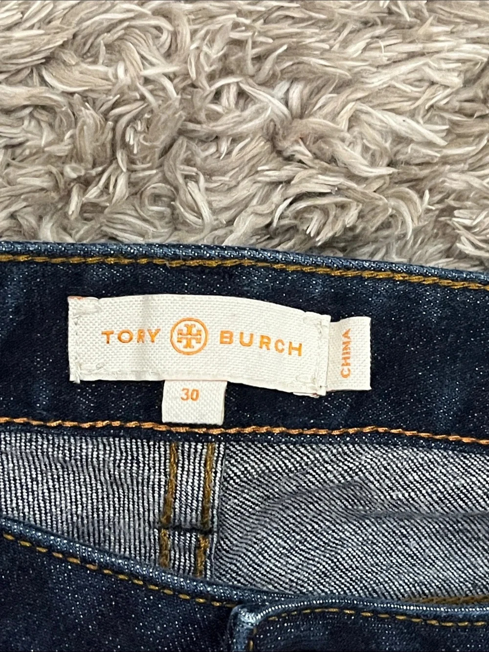 Tory Burch Dark Indigo Skinny Jeans with Gold-Tone Hardware